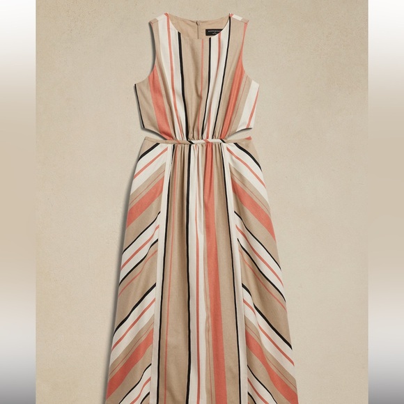 NWT Banana Republic Linen-Blend Cut-Out Midi dress - Picture 4 of 9